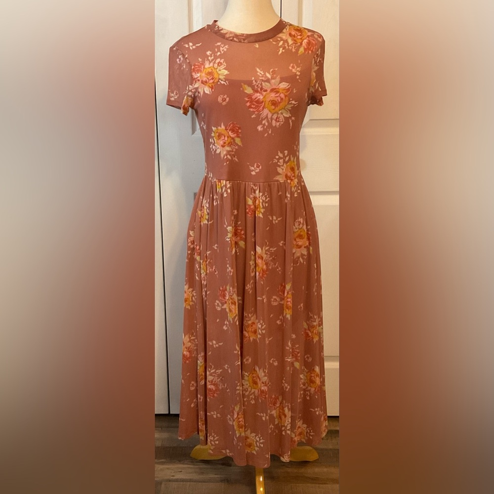 Rose Pink Floral Midi Dress Size Medium